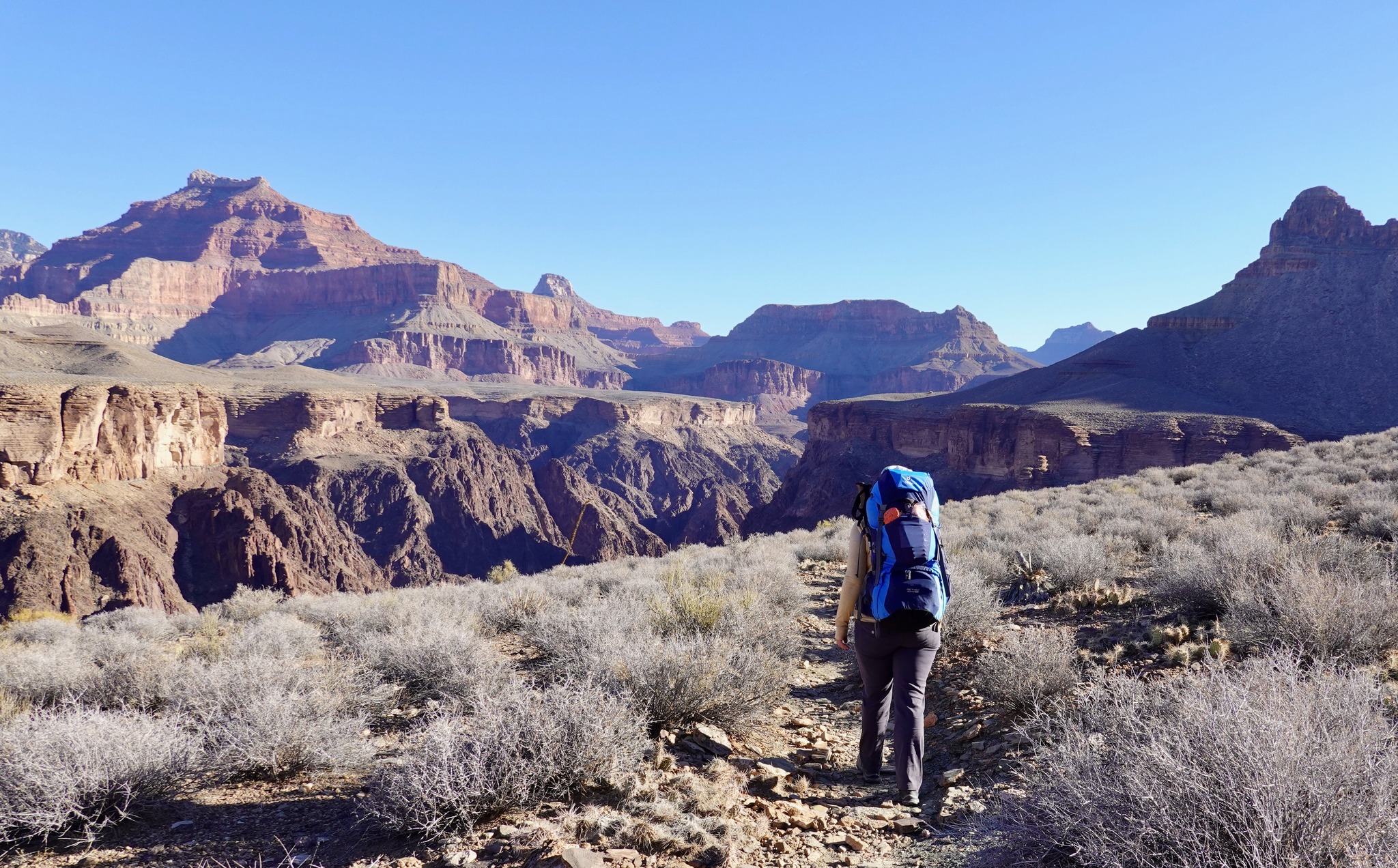 Kathryn backpacking in Grand Canyon